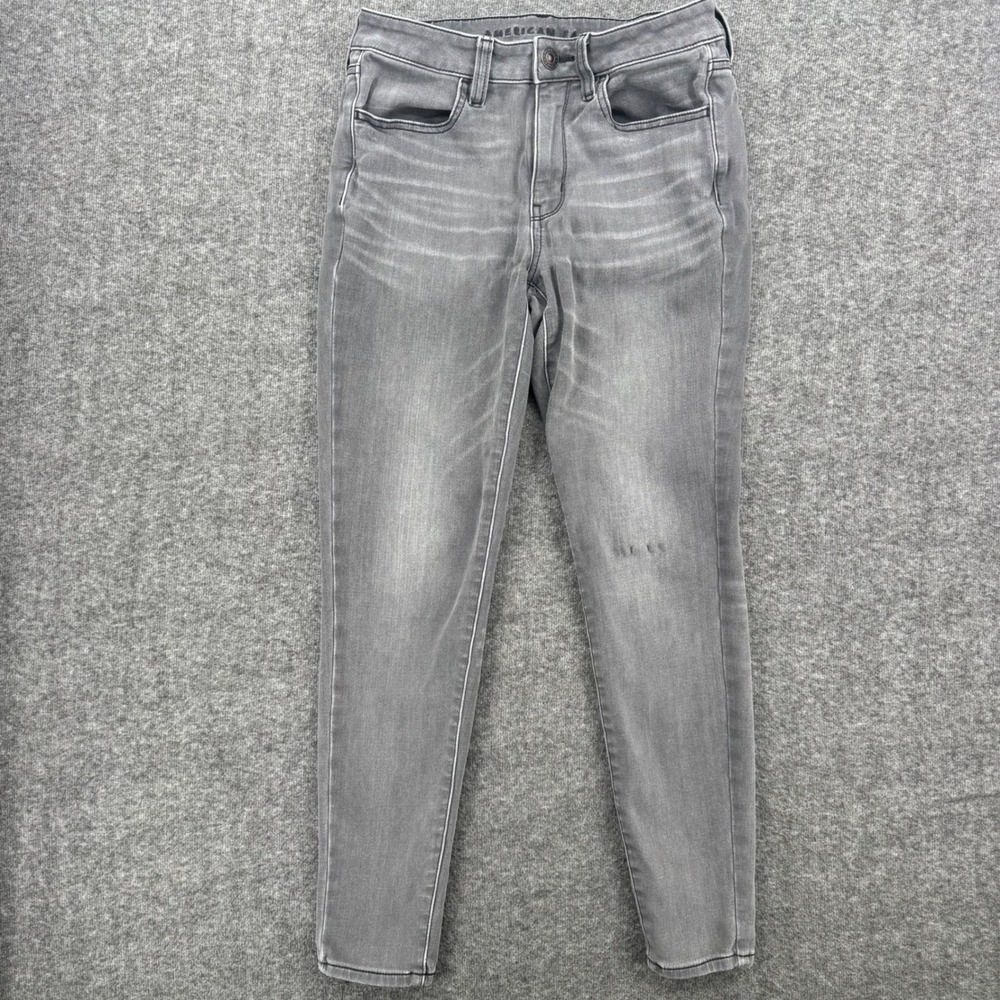 American Eagle Hi-Rise Jegging Gray Super Stretch Skinny Jeans Womens Size 6 Reg